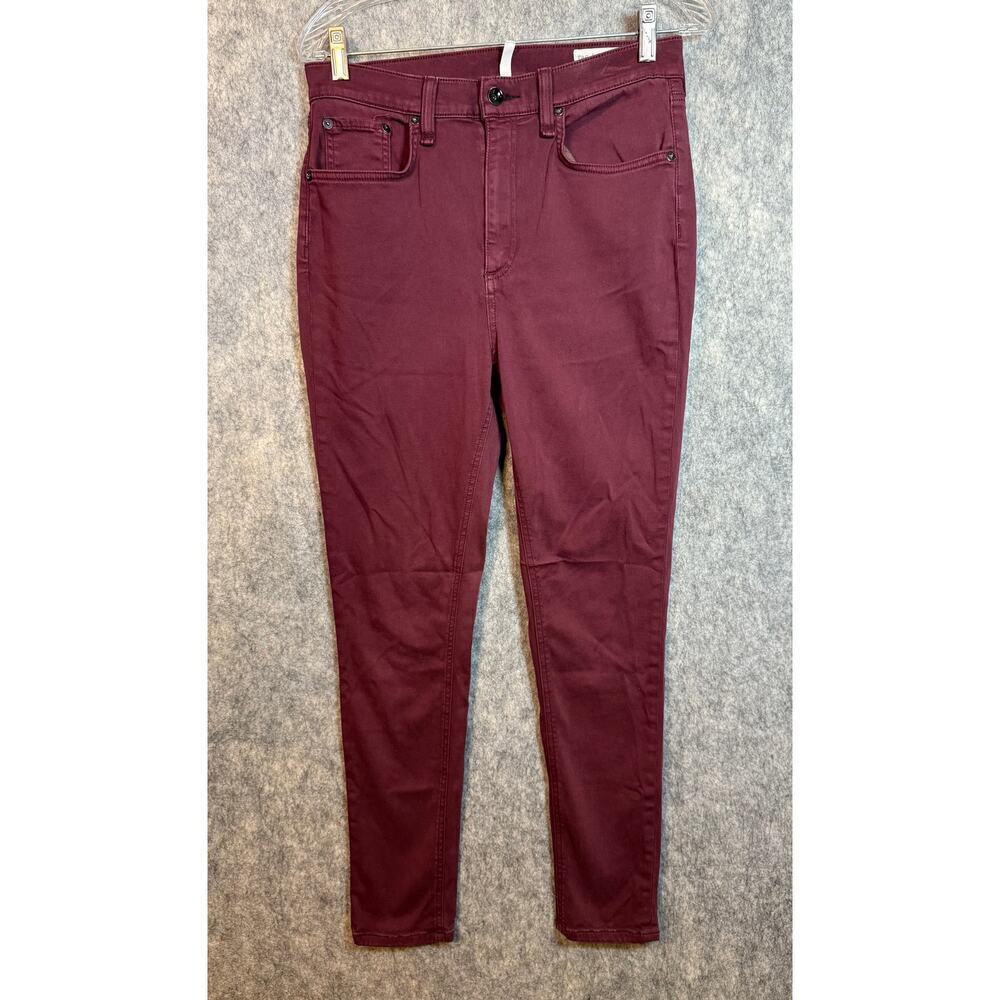 Rag & Bone Womens Maroon High Rise Ankle Skinny Jeans Stretch Size 30